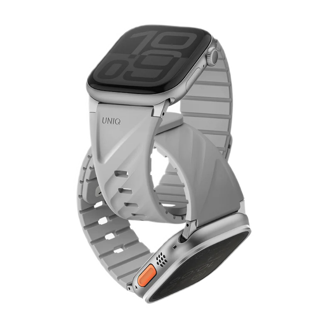 Ремешок Uniq для Apple Watch 49-40 mm ремешок FLUO Silicone Rubber Mist Grey