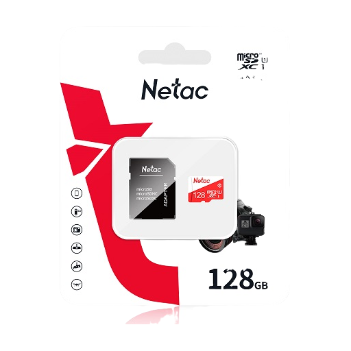 Карта памяти MicroSD 128Гб, Netac P500 Eco Class 10 UHS-I + SD адаптер