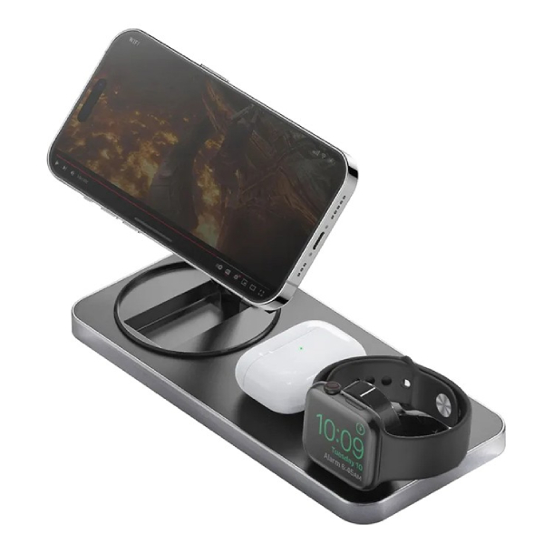 Беспроводное зарядное устройство Bazic GoMag Station 3-in-1 (with Apple watch charger) 15W Grey