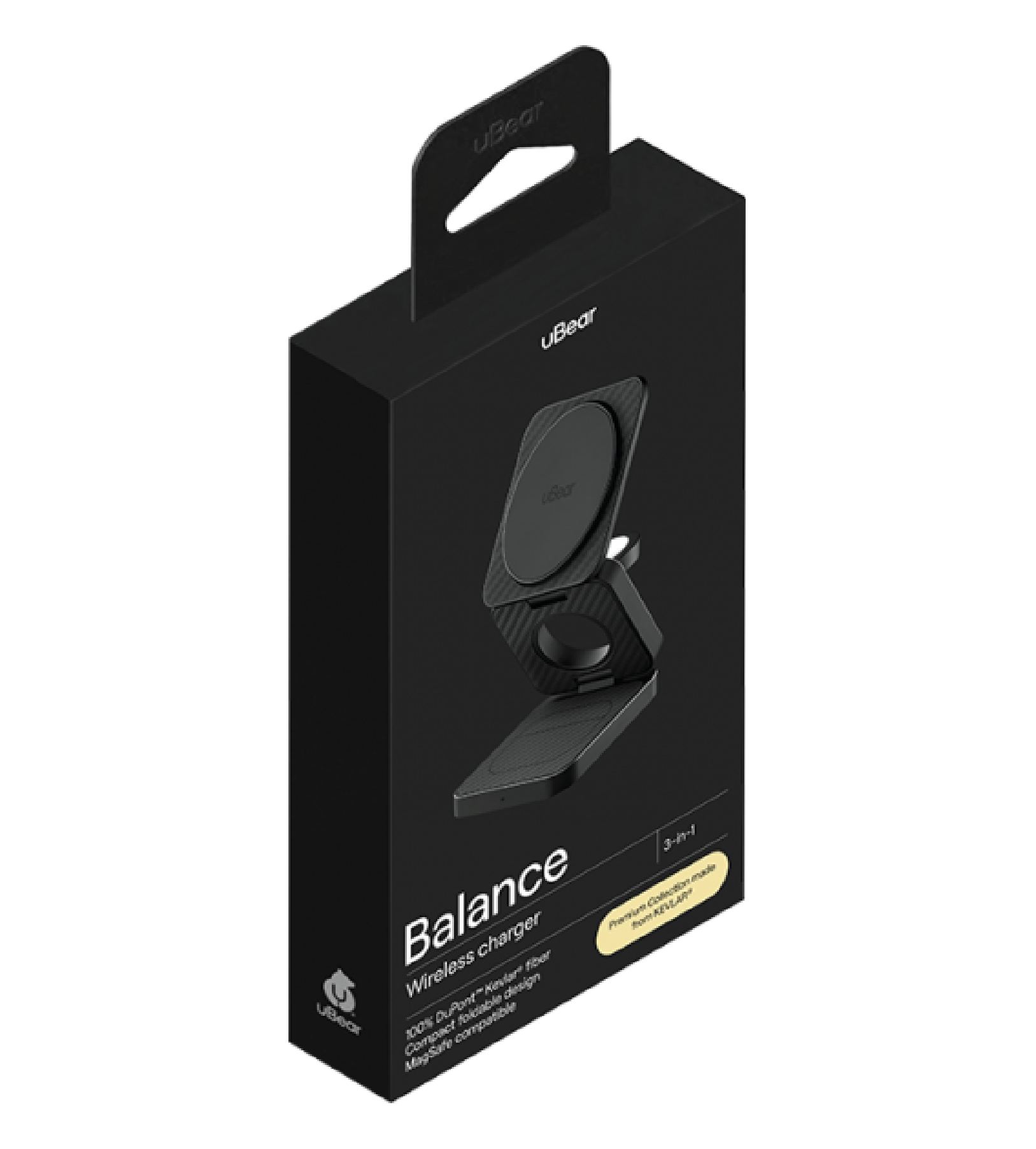 Беспроводное зарядное устройство Ubear Balance Supreme 3in1 Magnetic wireless charger Kivlar, черный