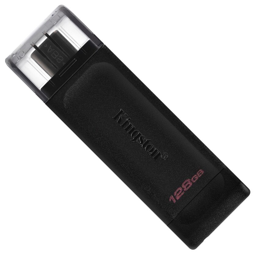 Флеш-накопитель USB Type-C 3.1 Kingston 128Гб Data Traveler 70  (USBA/Type-C), Черный
