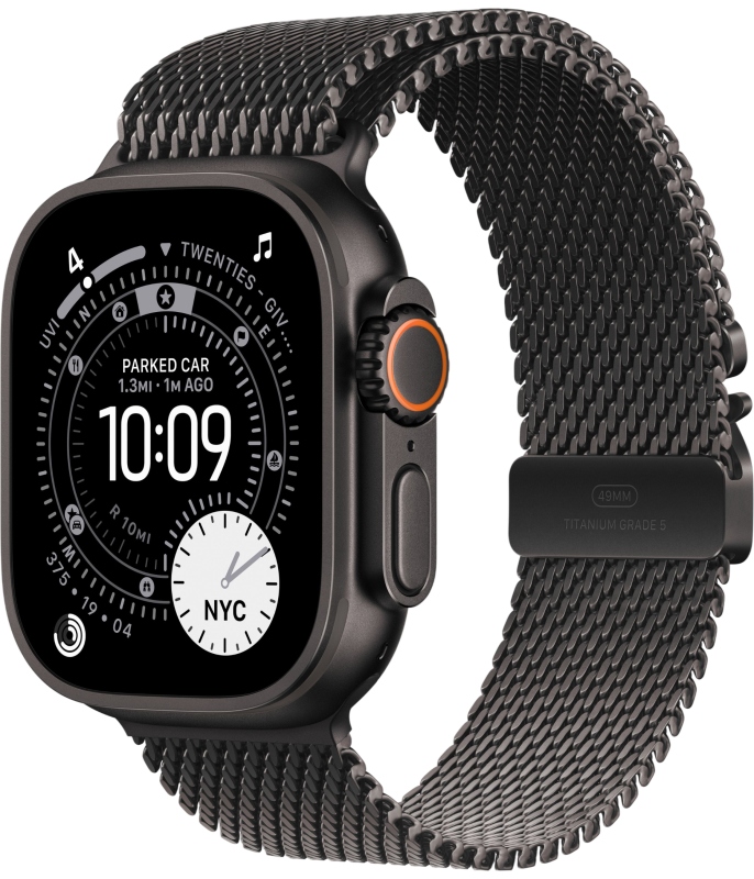Ремешок Apple для Apple Watch 49мм Milanese Loop M, Черный титан