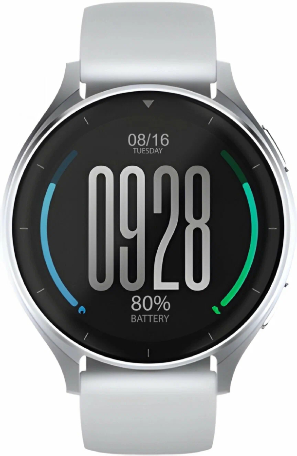 Умные часы Xiaomi Watch 2 Серебристый корпус с серым силиконовым ремешком